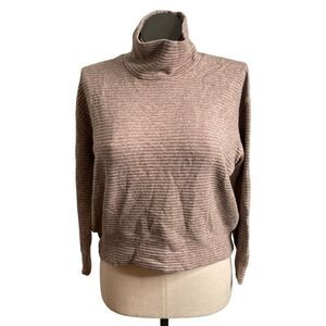 Karen Kane Womens Turtleneck Rib Knit Sweater LP Dark Oat Drop Shoulder Capsule